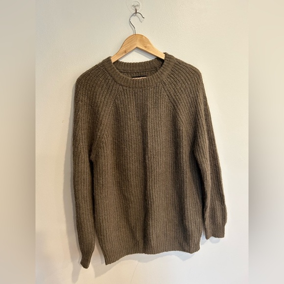 NWOT Oak + Fort men’s sweater crewneck size M khaki green j crew press October - Picture 9 of 10